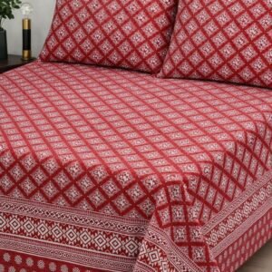 Premium Pure Cotton Printed Bedsheet Set with 2 Pillowcases – King Size
