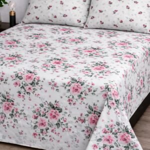 Premium Pure Cotton Printed Bedsheet Set with 2 Pillowcases – King Size