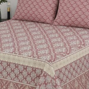 Premium Pure Cotton Printed Bedsheet Set with 2 Pillowcases – King Size